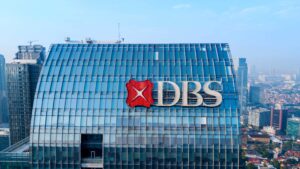 DBS Bank Singapore logo on the side of a glass covered skyscraper - best global banks