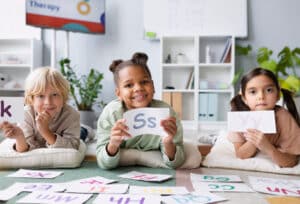 Children learning the alphabet at Canadian schools 