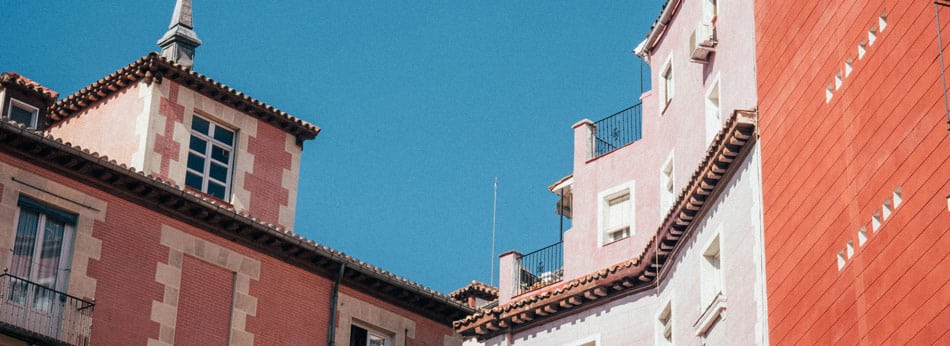 Pink and red brick houses in Spain 