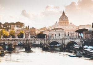 Panoramic view of Rome and St. Peter's Basilica in Italy - one of the best European countries to retire in for Americans
