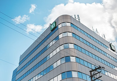 TD Bank Group logo on an office building - North America's best banks
