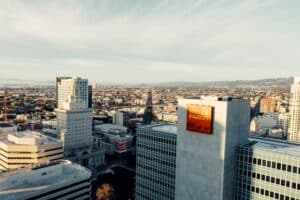 View of building with Wells Fargo logo on the side - best worldwide banks