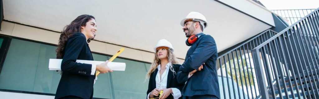 construction engineers discussing a project in europe