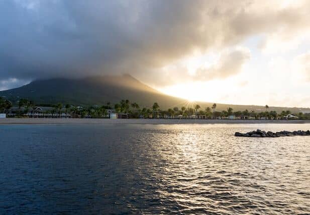 View of Mount Liamuiga in St Kitts and Nevis on a partly cloudy day - low income tax countries