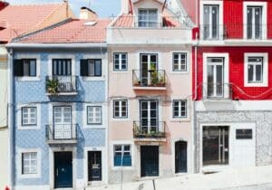 Colorful houses on a sloped street