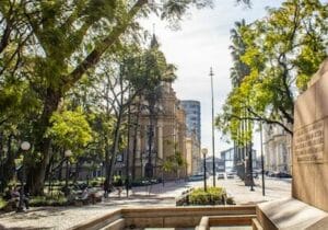 View of trees and streets in Porto Alegre in Brazil - easy South American country to immigrate to
