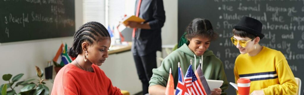 students at a caribbean international school studying in a classroom