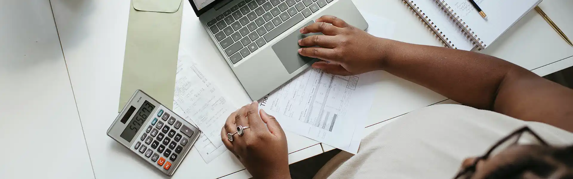 person checking their taxes