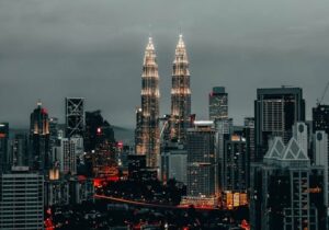 Night view of Petronas Towers in Malaysia - retirement in an Asian country