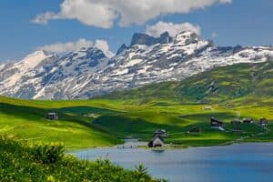 Ice melting at the start of spring in the Alps in Melchsee-Frutt, Kerns, Switzerland - European healthcare for expats