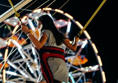 A person at an amusement park in Italy