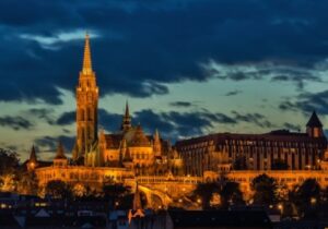 Night view of The Church of Our Lady of Buda Castle in Hungary - Hungarian residency by investment