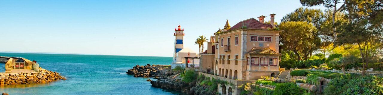 The lighthouse of Cascais, a beach city in Portugal.