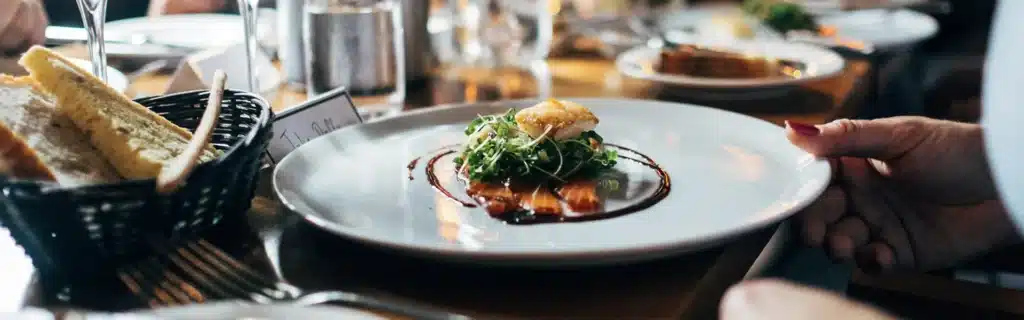 plate of food in a restaurant