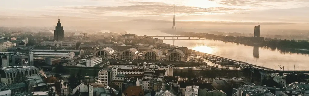 riga in latvia at dawn for living in Latvia