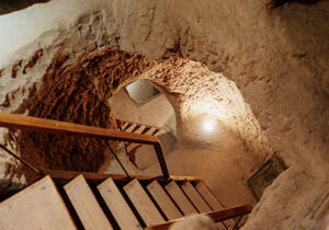 Stairs leading to Derinkuyu underground city in turkey