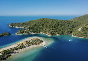 Stunning view of islands in Fethiye Turkey with surrounding blue waters 
