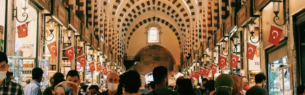 Interior of the Grand Bazaar in Istanbul Turkey 