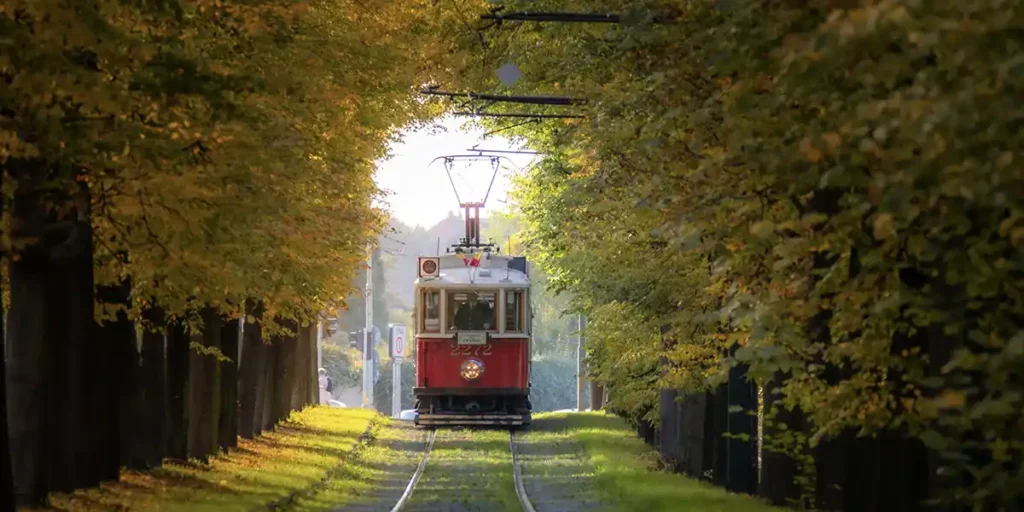 Electric tram in Prague in Czech Republic