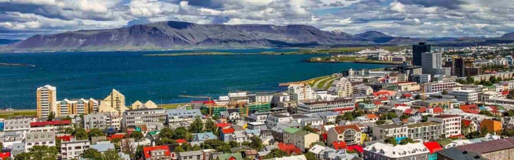 arerial view of reykjavik, iceland