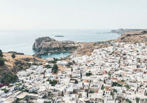 Aerial view of Rhodes in Greece with shoreline in the background - best European healthcare systems