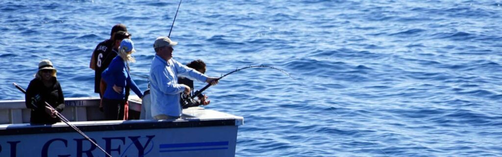 a group of tourist deap-sea fishing off the coast of nauru
