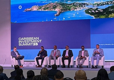 speakers at a panel at Caribbean Investment Summit 2025 in Antigua