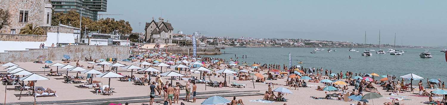 view of praia da rainha in cascais portugal