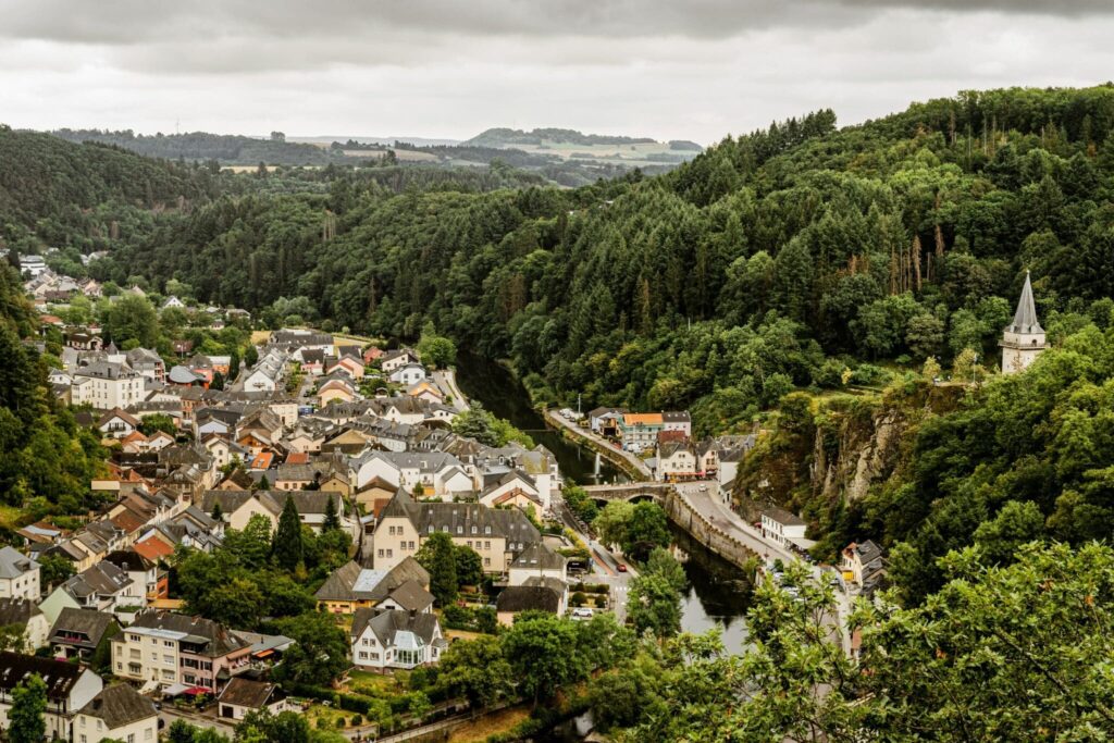 Aerial view of a very green Luxembourg City - safest countries for women