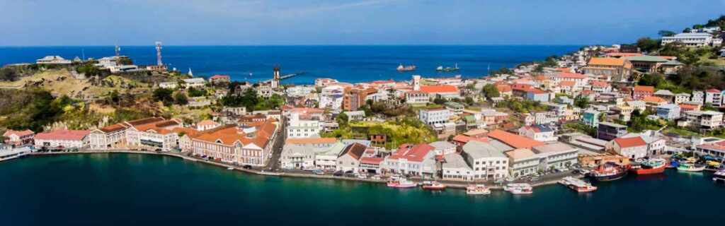aerial view of harbour in st george's, grenada