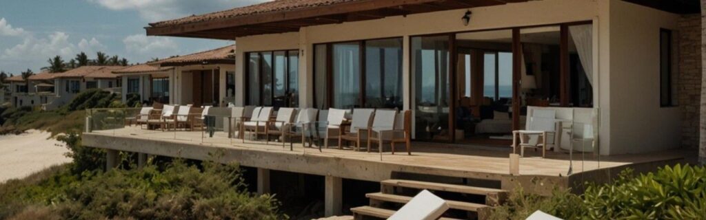 a row of luxury beachfront villas in st kitts