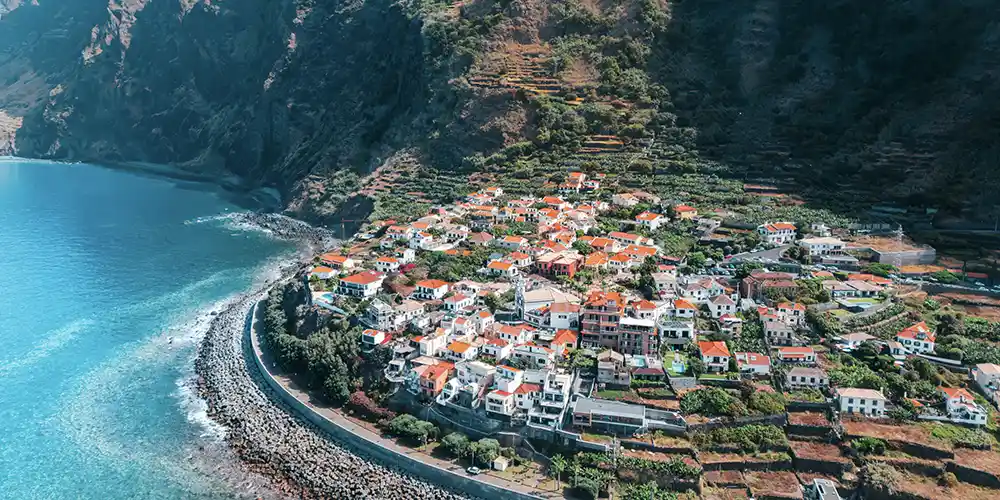 aerial view of calheta in madeira