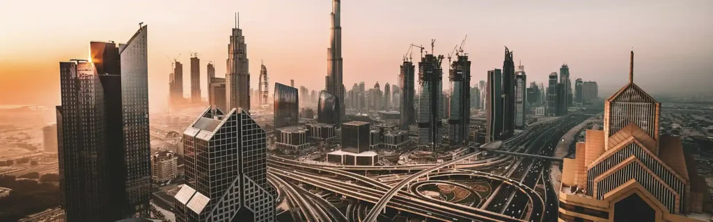 skyline of Dubai in United Arab Emirates