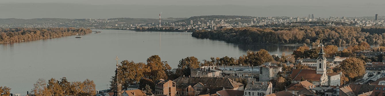 View of Belgrade in Serbia near the Danube river