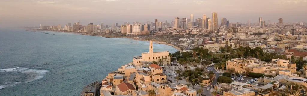 View of Israel's coast from above - happiest countries in the world