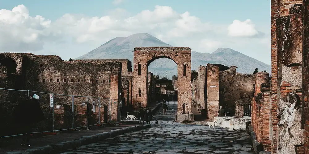 Pompeii ruins near naples in italy
