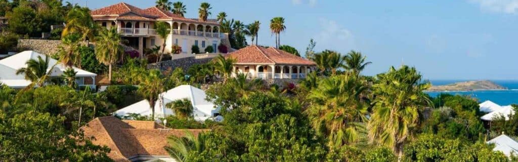 resort villas on a hillside in gros islet, st lucia