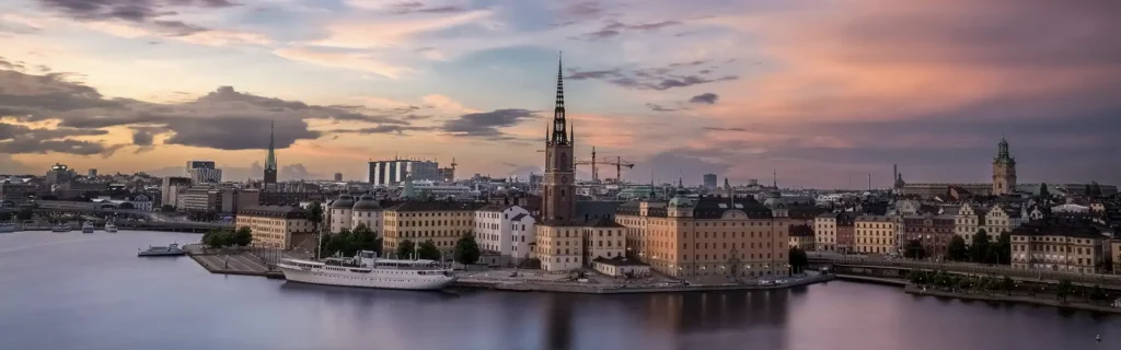 Stockholm in Sweden by sunset - happiest countries in the world