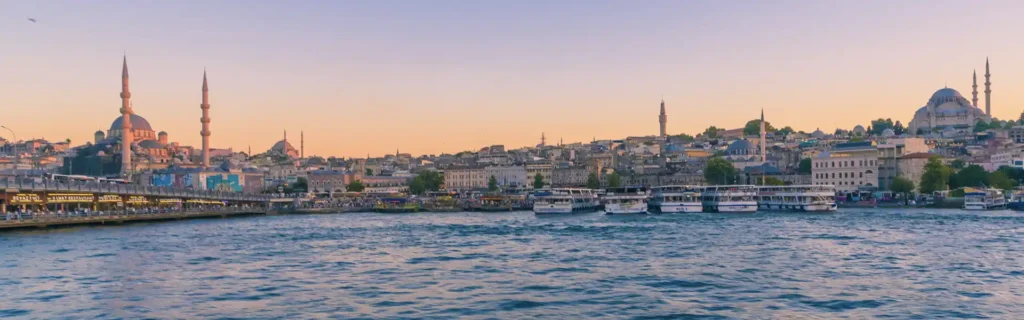 View of Istanbul with the mosques and Bosporus river