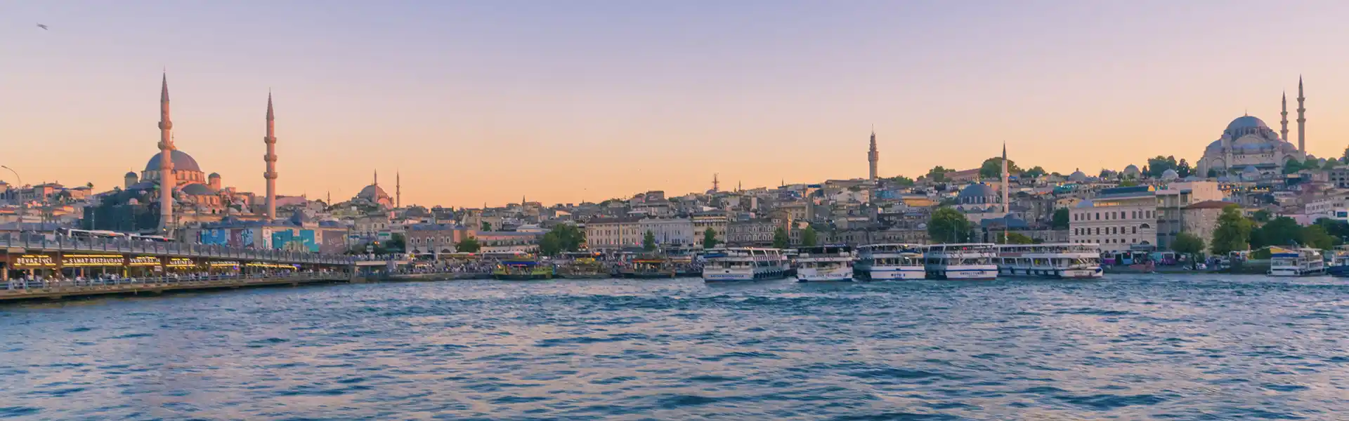 View of Istanbul with the mosques and Bosporus river