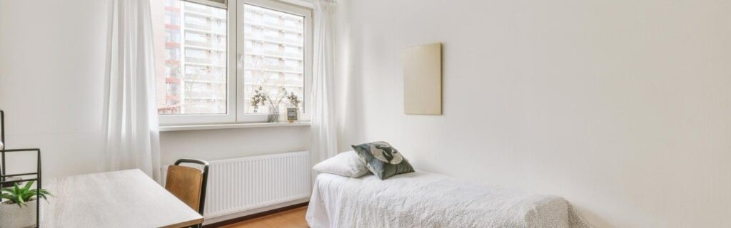 a basic room inside GoodWorks Accommodation