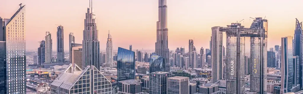 UAE Residency Through Company Formation: View over business space Dubai UAE